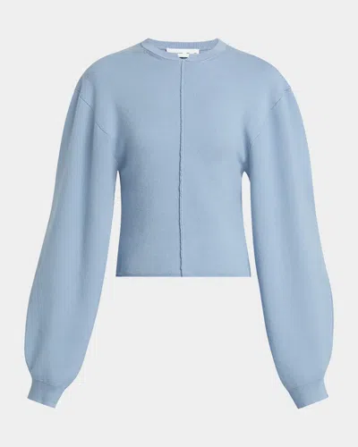 Proenza Schouler White Label Carolina Crewneck Souffle Knit Sweater In Lark Blue