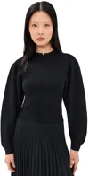 Proenza Schouler White Label Carolina Sweater In Souffle Knit Black In Black