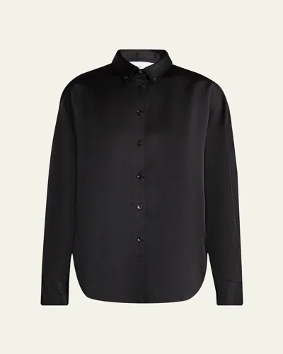 Proenza Schouler White Label Caroline Button-front Crepe Shirt In Black
