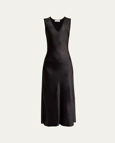 Proenza Schouler White Label Charlotte Satin Maxi Dress In Black