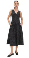 Proenza Schouler White Label Clayton Pleated Printed Cotton-poplin Midi Dress In Black/vanilla