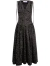 Proenza Schouler White Label Clayton Pleated Printed Cotton-poplin Midi Dress In Black