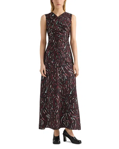 Proenza Schouler White Label Clem Printed Ruched Maxi Dress In Brown