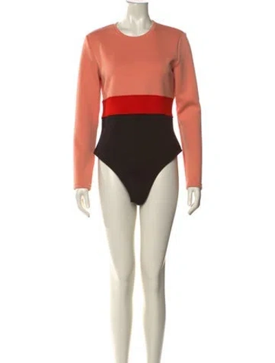 Pre-owned Proenza Schouler White Label Colorblock Pattern Crew Neck Bodysuit In Pink