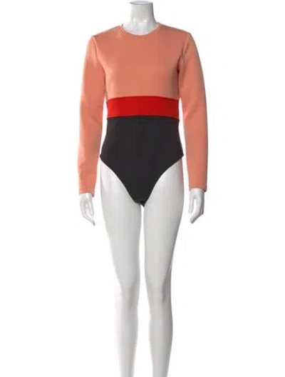 Pre-owned Proenza Schouler White Label Colorblock Pattern Crew Neck Bodysuit In Pink