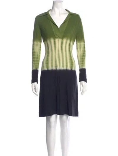 Pre-owned Proenza Schouler White Label Colorblock Pattern Knee-length Dress In Green