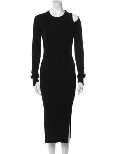 Pre-owned Proenza Schouler White Label Crew Neck Midi Length Dress In Black