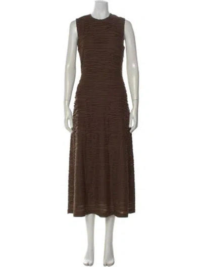 Pre-owned Proenza Schouler White Label Crew Neck Midi Length Dress In Brown