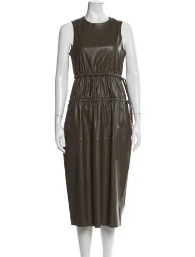 Pre-owned Proenza Schouler White Label Crew Neck Midi Length Dress In Green
