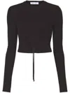 Proenza Schouler White Label Cropped Cut-out Drawstring Top In Black