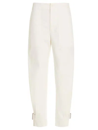 Proenza Schouler White Label Women's Cotton Twill Tapered Crop Trousers In Off White