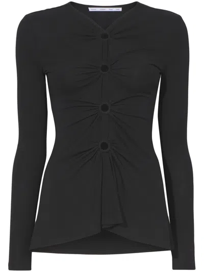 Proenza Schouler White Label Cut-out Detailed Long-sleeved Top In Black