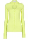 Proenza Schouler White Label Jersey Cut-out Button-front Top In Green