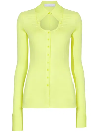 Proenza Schouler White Label Jersey Cut-out Button-front Top In Green