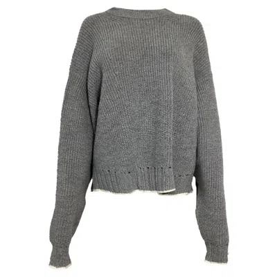 PROENZA SCHOULER WHITE LABEL CUTOUT SWEATER IN GREY WOOL