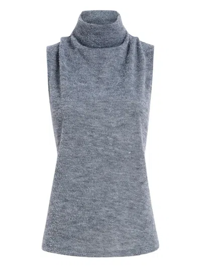 Proenza Schouler White Label Cynthia Top In Wool Jersey Grey Melange In Gray