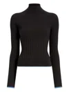 Proenza Schouler White Label Daniella Ribbed Turtleneck Top In Black