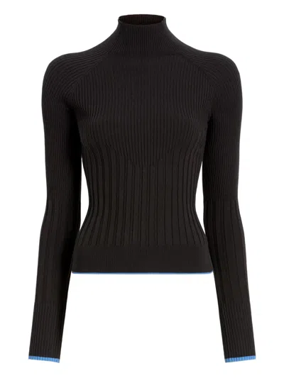 Proenza Schouler White Label Daniella Ribbed Turtleneck Top In Black