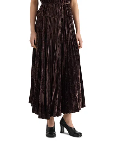 Proenza Schouler White Label Daphne Crushed Velvet Pleated Skirt In Brown