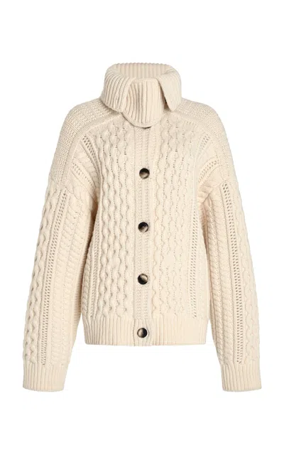 Proenza Schouler White Label Darlene Cable-knit Merino Wool Cardigan In Ivory