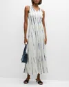 Proenza Schouler White Label Women's Davi Tie-dye Striped Maxi Dress In White/navy/olive