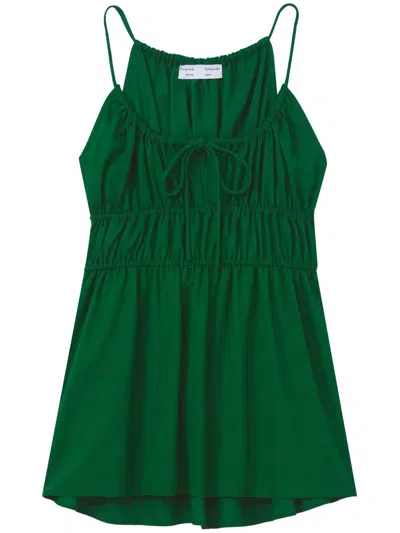 Proenza Schouler White Label Drapey Suiting Ruched Top In Green