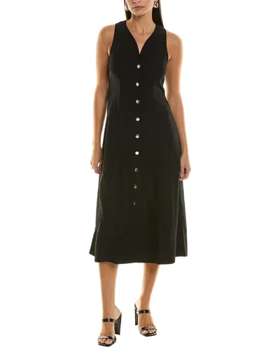 Proenza Schouler White Label Drapey Suiting Button Front Midi Dress In Black