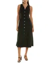 Proenza Schouler White Label Drapey Suiting Button Front Midi Dress In Black