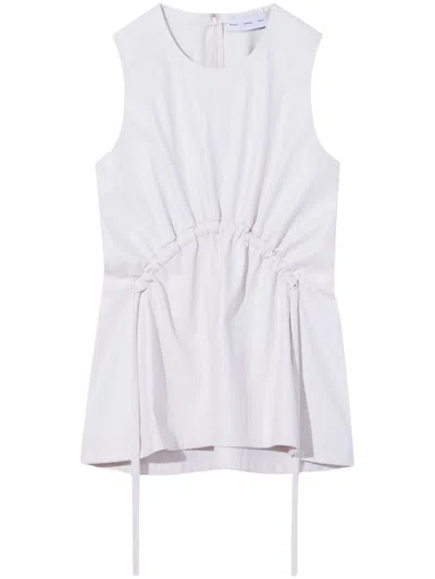 Proenza Schouler White Label Faux-leather Sleeveless Drawstring Top In Off White