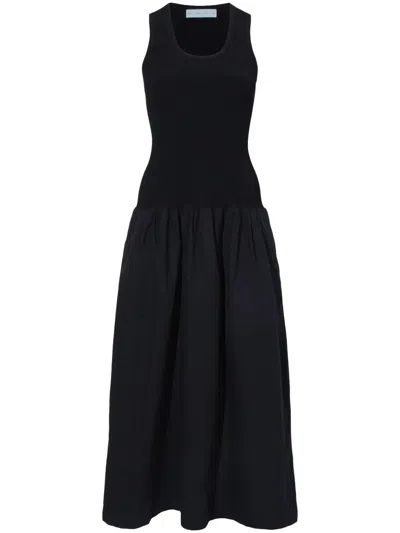 Proenza Schouler White Label Drop-waist Cotton Maxi Dress In Black