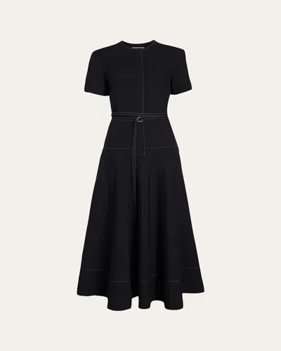 Proenza Schouler White Label Elizabeth Belted Poplin Maxi Dress In Black