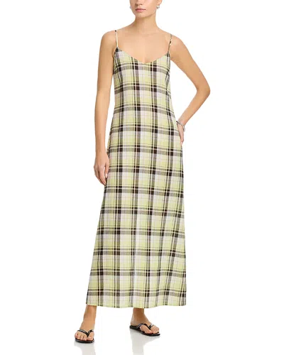 Proenza Schouler White Label Evelyn Tie-back Checked Crinkled-voile Maxi Dress In Multi