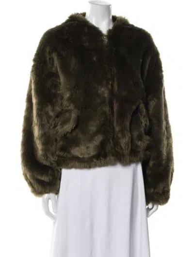 Pre-owned Proenza Schouler White Label Faux Fur Jacket In Green