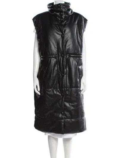 Pre-owned Proenza Schouler White Label Faux Leather Down Coat In Black