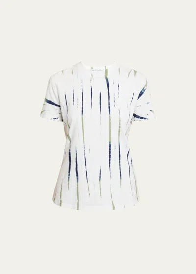 Proenza Schouler White Label Finley Tie-dye Crewneck T-shirt In White/navy/olive