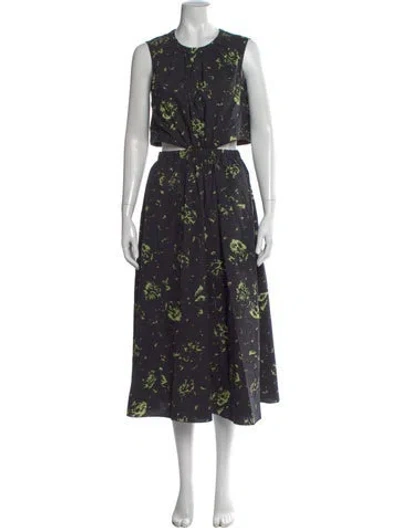 Pre-owned Proenza Schouler White Label Floral Print Long Dress In Black