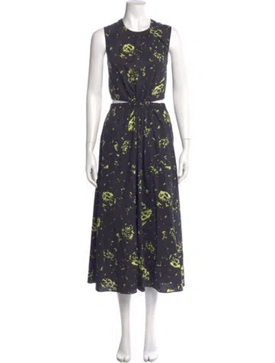 Pre-owned Proenza Schouler White Label Floral Print Long Dress W/ Tags In Blue