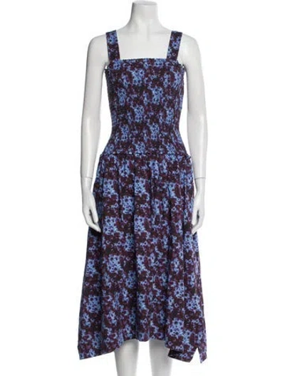 Pre-owned Proenza Schouler White Label Floral Print Midi Length Dress In Blue