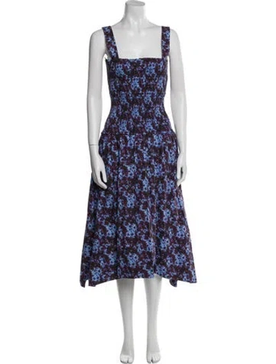 Pre-owned Proenza Schouler White Label Floral Print Midi Length Dress In Blue
