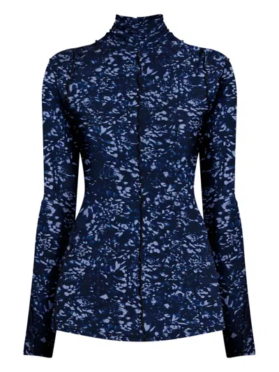 Proenza Schouler White Label Floral-print Top In Blue