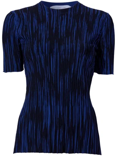 Proenza Schouler White Label Foster Printed Rib Top In Navy/black