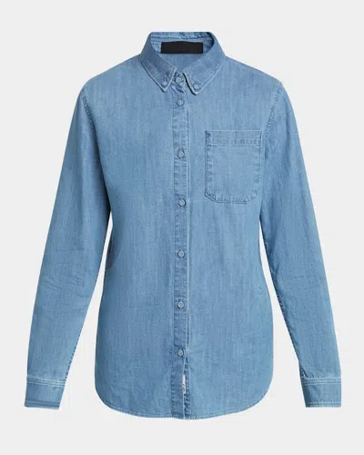 Proenza Schouler White Label Francis Denim Top In Light Wash