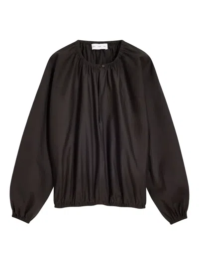 Proenza Schouler White Label Gathered-neck Balloon-sleeve Top In Black