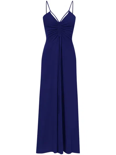 Proenza Schouler White Label Gathered-neckline Sleeveless Long Dress In Blue