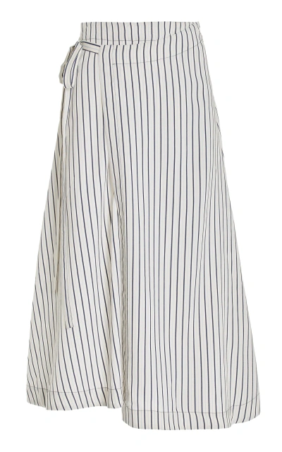 Proenza Schouler White Label Georgie Striped-poplin Midi Wrap Skirt In Ivory