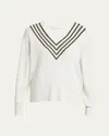 Proenza Schouler White Label Gianna Merino Stripe Sweater In Off White