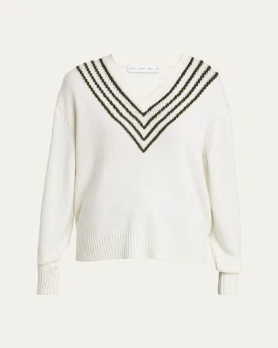 Proenza Schouler White Label Gianna Merino Stripe Sweater In Off White