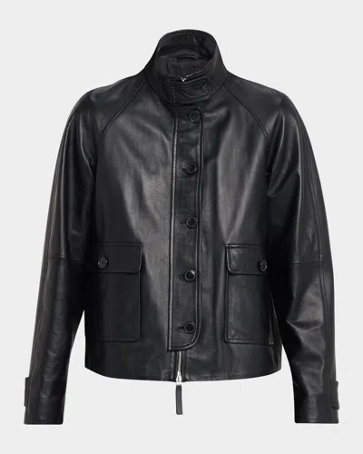 Proenza Schouler White Label Gio Lambskin Leather Jacket In Black