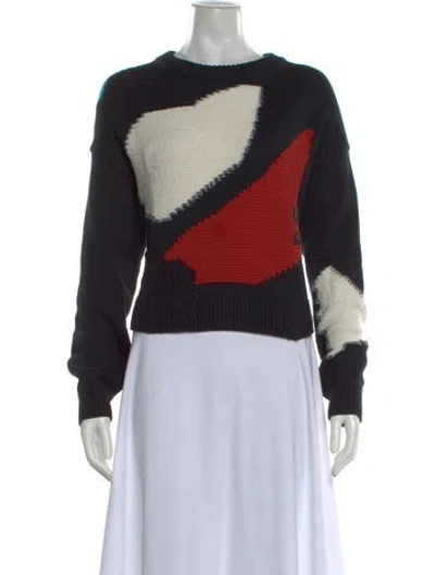 Pre-owned Proenza Schouler White Label Graphic Print Crew Neck Sweater In Black
