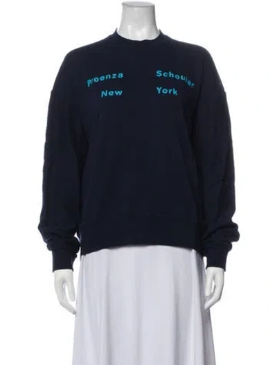 Pre-owned Proenza Schouler White Label Graphic Print Crew Neck Sweatshirt In Blue